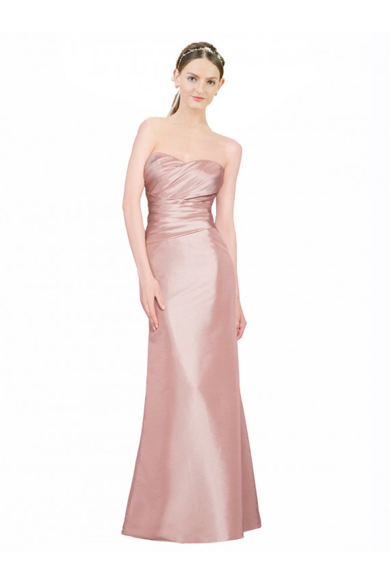 Long Sleeveless Stretch Satin Sweetheart A-Line Formal Evening Dress