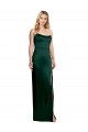 Long Sleeveless Stretch Satin Hunter A-Line Formal Evening Dress
