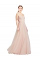 Long Sleeveless Tulle Pink A-Line Semi Formal Dress