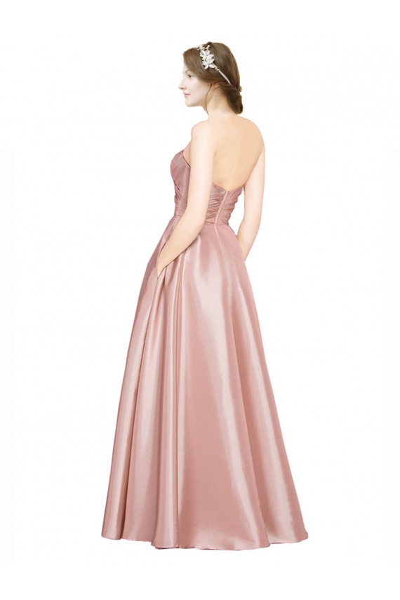 Long Sleeveless Stretch Satin A-Line Black Tie Evening Dress