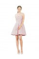 Knee Length Sleeveless Satin Pink A-Line Evening Dress