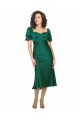 Midi Length Short Sleeves Silky Satin Hunter A-Line Formal Evening Dress