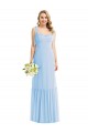 Long Sleeveless Soft Chiffon Light Sky Blue A-Line Semi Formal Evening Dress