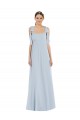 Long Sleeveless Soft Chiffon Sea Glass A-Line Semi Formal Evening Dress