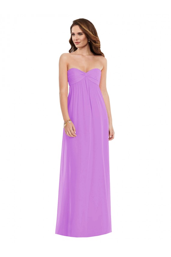Long Sleeveless Soft Chiffon Violet A-Line Semi Formal Evening Dress