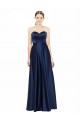 Long Sleeveless Stretch Satin Dark Navy A-Line Black Tie Evening Dress