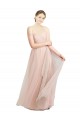Long Sleeveless Tulle Pink A-Line Evening Dress