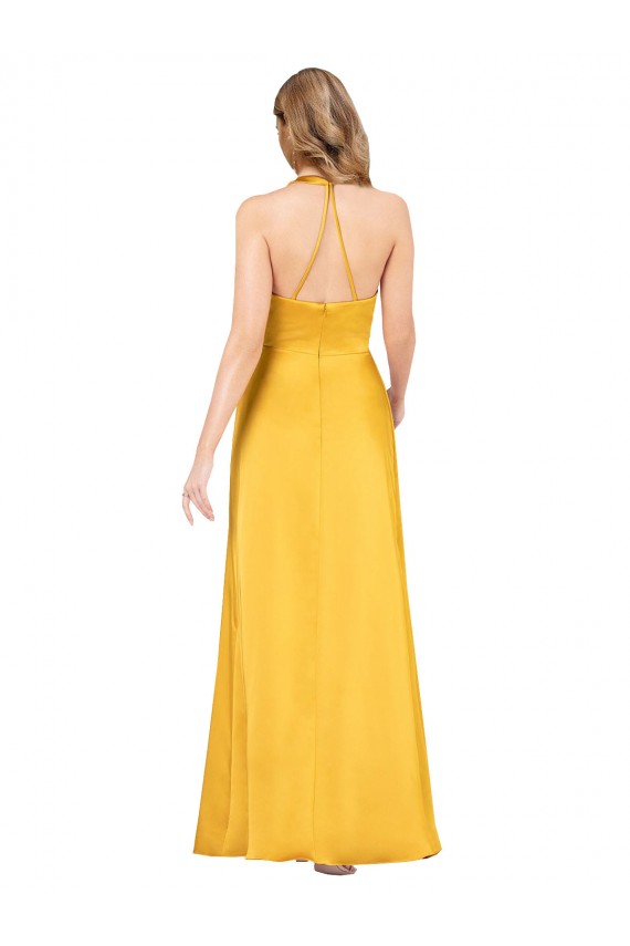 Long Sleeveless Silky Satin A-Line Formal Dress