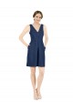 Knee Length Sleeveless Satin Dark Navy A-Line Evening Dress