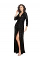 Long Long Sleeves Sequin Black A-Line Formal Dress