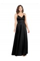Long Sleeveless Silky Satin Black A-Line Formal Evening Dress