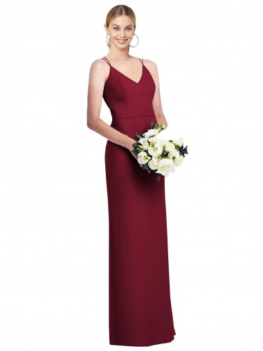 Long Sleeveless Soft Chiffon Burgundy V-Neck A-Line Formal Dress for Sale