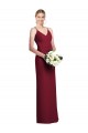 Long Sleeveless Soft Chiffon Burgundy V-Neck A-Line Formal Dress