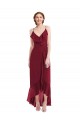 Long Sleeveless Soft Chiffon Burgundy A-Line High Low Evening Dress