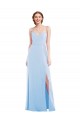 Long Sleeveless Soft Chiffon Light Sky Blue A-Line Formal Evening Dress