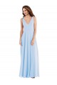 Long Sleeveless Soft Chiffon Light Sky Blue V-Neck A-Line Semi Formal Evening Dress