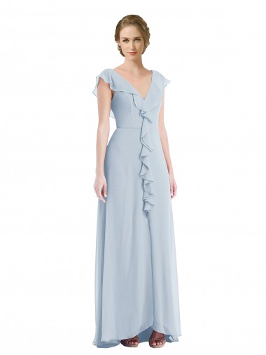 Long Sleeveless Soft Chiffon Sea Glass A-Line Black Tie Evening Dress for Sale