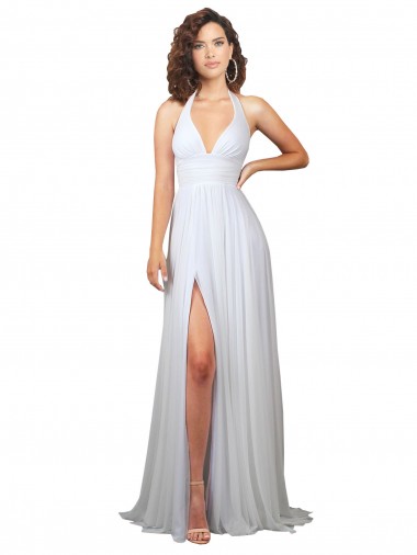 Sweep Train Sleeveless Soft Chiffon White A-Line Semi Formal Evening Dress for Sale