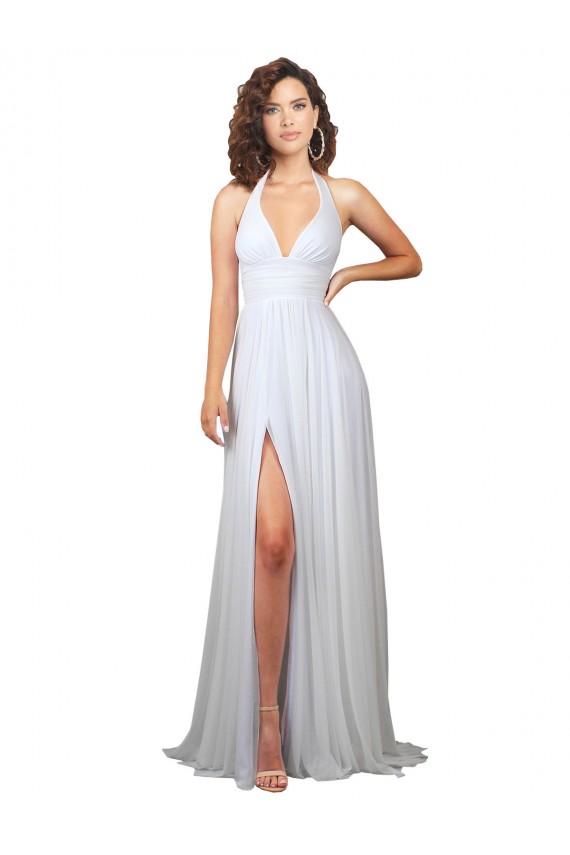 Sweep Train Sleeveless Soft Chiffon White A-Line Semi Formal Evening Dress