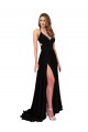 Long Sleeveless Spandex Black A-Line Black Tie Evening Dress