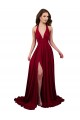 Long Sleeveless Spandex Burgundy A-Line Black Tie Evening Dress