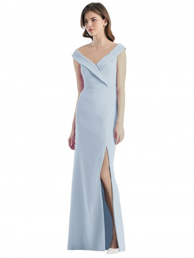 Long Sleeveless Stretch Crepe Light Sky Blue A-Line Black Tie Evening Dress for Sale