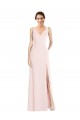 Long Sleeveless Stretch Crepe Pink A-Line Black Tie Evening Dress