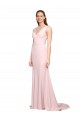 Sweep Train Sleeveless Stretch Crepe Pink A-Line Black Tie Evening Dress
