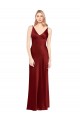 Long Sleeveless Stretch Satin Burgundy A-Line Formal Evening Dress
