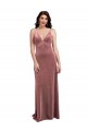 Long Sleeveless Stretch Velvet Cinnamon Rose A-Line Formal Evening Dress