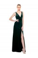 Long Sleeveless Stretch Velvet Dark Green A-Line Black Tie Evening Dress
