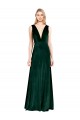 Long Sleeveless Stretch Velvet Dark Green A-Line Evening Dress
