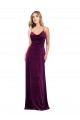 Long Sleeveless Stretch Velvet Grape A-Line Formal Evening Dress