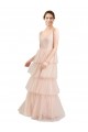 Long Sleeveless Tulle Pink V-Neck A-Line Semi Formal Evening Dress