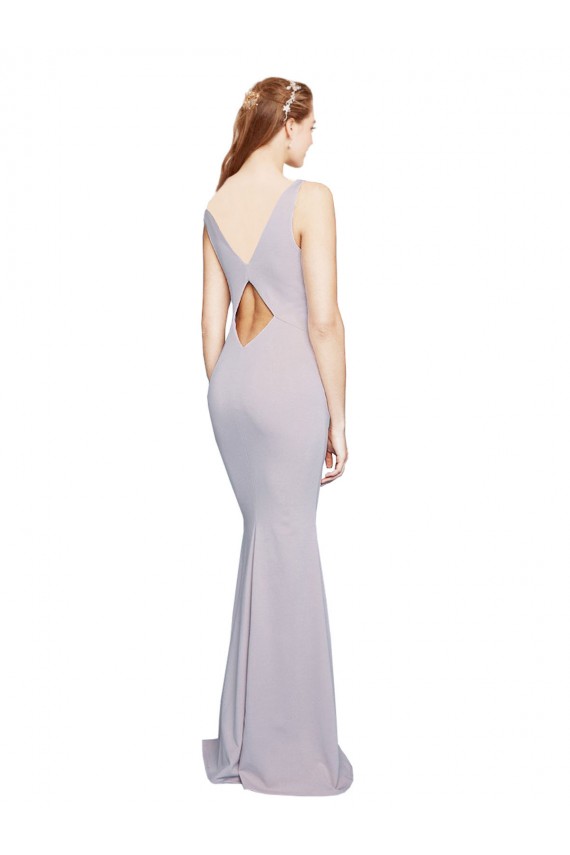 Long Sleeveless Stretch Crepe Arctic Lilac Mermaid Formal Evening Dress