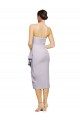 Cocktail Length Sleeveless Stretch Crepe Arctic Lilac Sheath High Low Evening Dress