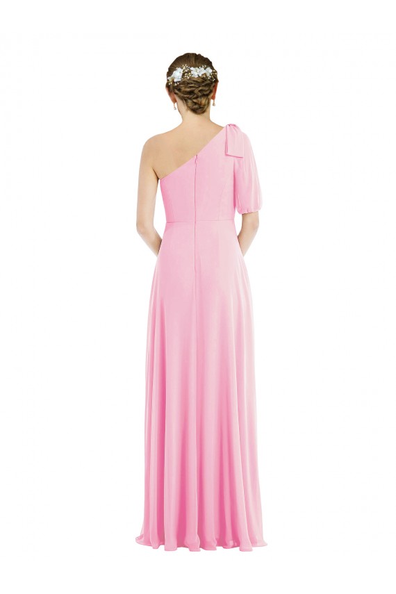 Long Sleeveless Soft Chiffon Barely Pink Trumpet Semi Formal Evening Dress