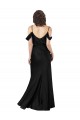 Long Sleeveless Silky Satin Black Off the Shoulder A-Line Formal Dress