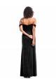 Long Sleeveless Stretch Velvet Black Off the Shoulder A-Line Formal Evening Dress