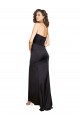 Long Sleeveless Silky Satin Black A-Line One Shoulder Evening Dress