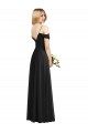 Long Cold Shoulder Soft Chiffon Black A-Line Semi Formal Evening Dress