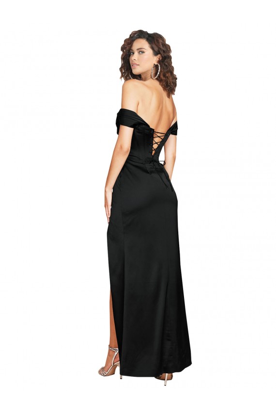 Long Sleeveless Silky Satin Black Sweetheart A-Line Black Tie Evening Dress