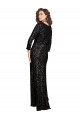 Long Long Sleeves Sequin Black A-Line Formal Dress
