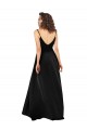Long Sleeveless Silky Satin Black A-Line High Low Evening Dress
