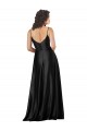 Long Sleeveless Silky Satin Black A-Line Formal Dress