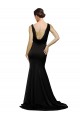 Sweep Train Sleeveless Silky Satin Black A-Line Formal Evening Dress
