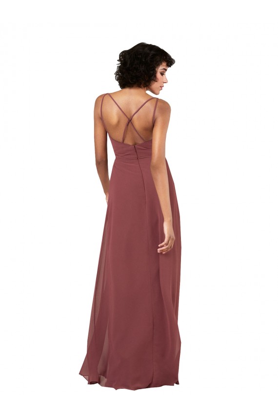 Long Sleeveless Soft Chiffon Black Column Formal Evening Dress