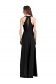Long Sleeveless Stretch Crepe Black Halter Neck Sheath Formal Evening Dress