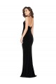 Long Sleeveless Stretch Velvet Black Sheath Semi Formal Evening Dress