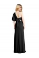 Long Flutter Sleeves Stretch Crepe Black Sheath Formal Evening Dress